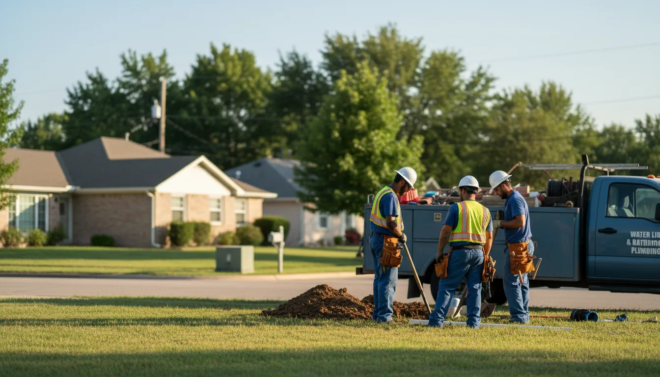 Residential water line and bathroom plumbing service in Hardenville, MO